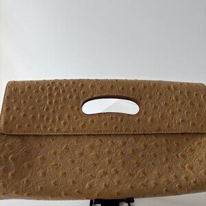 HOBO International Ostrich-embossed leather clutch